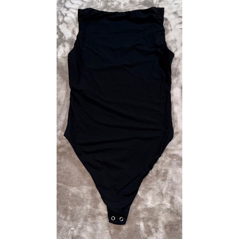 Auden Luxury Collection Bodysuit Women L Black Excellent V-Neck Sleeveless